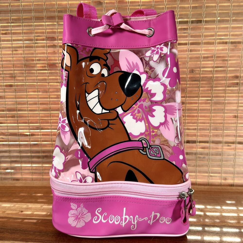 VTG SCOOBY DOO Holiday Fair Clear Mini Backpack Hawaiian Retro 00 Y2K Bucket Bag